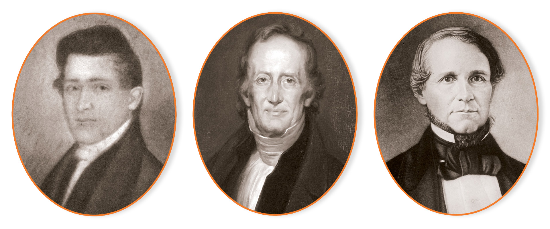 Three 19th century portraits of men.